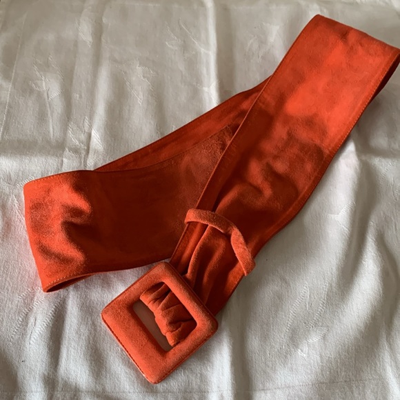 Vintage Genny, Italy, Wide Orange Suede Belt - size 46 (Large) - Picture 3 of 8